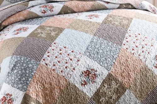 Miniatura 6 de Travan Juego de Edredón de 3 Piezas Tamaño King Colcha Acolchada Ligera Juego de Cubrecama Reversible con Estampado Floral Juego de Ropa de Cama