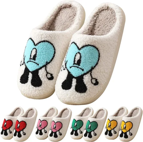Zapatos casuales para parejas, lindas pantuflas para mujeres y hombres, pantuflas de forro polar de dibujos animados, pantuflas de felpa para