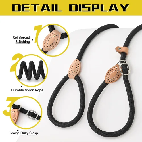 Miniatura 3 de Mile High Life Correa antideslizante para perro, correa de cuerda resistente de 4 pies, 5 pies, 6 pies, para entrenamiento sin tirones, correa