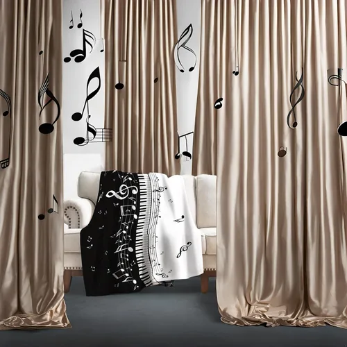 Miniatura 3 de Levens Manta Musical Regalos para Mujeres Niñas Hombres 60"x50", Decoración de Notas Musicales de Piano Abstracto para el Hogar, Dormitorio, Sala