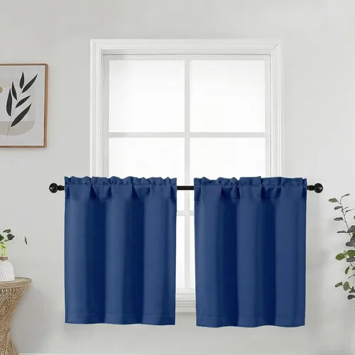Miniatura 35 de Aqua Cafe - Juego de 2 paneles de cortinas opacas de 24 pulgadas de largo, con aislamiento térmico suave y sólido, para ventanas de baño, sótano