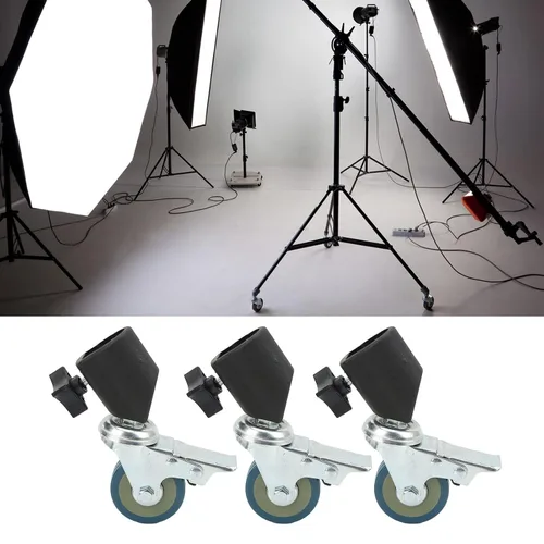 Miniatura 4 de Yctze Juego de 3 ruedas giratorias de 0.866 in para fotografía, soporte de luz, estudio de fotos, soporte de luz de iluminación, ruedas giratorias