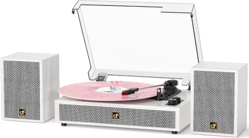 Miniatura 10 de Tocadiscos Bluetooth con altavoces externos tocadiscos de transmisión por correa para discos de vinilo, altavoces estéreo duales, reproductores LP
