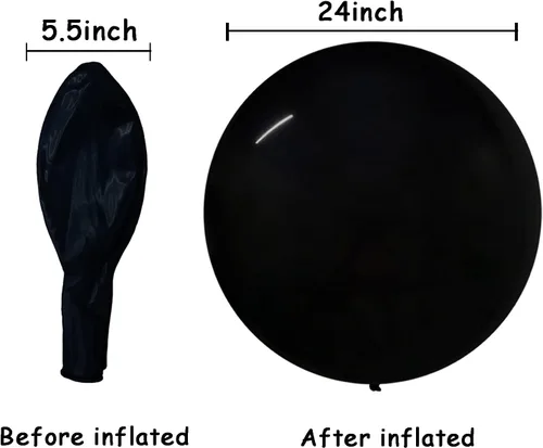 Miniatura 4 de 15 globos grandes de látex de 24 pulgadas, color negro, globos gigantes resistentes para bodas, baby shower, cumpleaños, suministros de fiesta