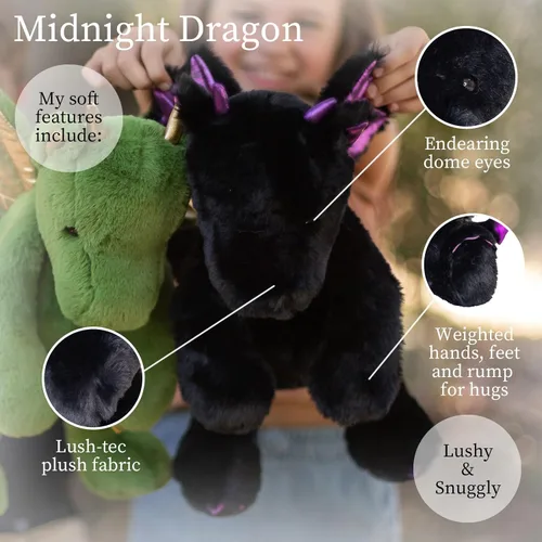 Miniatura 3 de World’s Softest - Lushee - Midnight Dragon - Peluche de animal para bebés, niños pequeños, adultos, adorables, de materiales de calidad, muy suaves