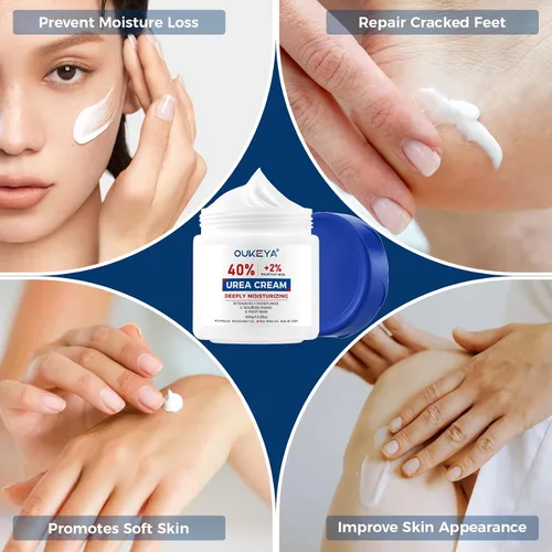 Miniatura 6 de OUKEYA Crema de urea 40% con 2% ácido salicílico intensivo para pies, manos y cuerpo para piel muy seca, agrietada y áspera en talones, rodillas