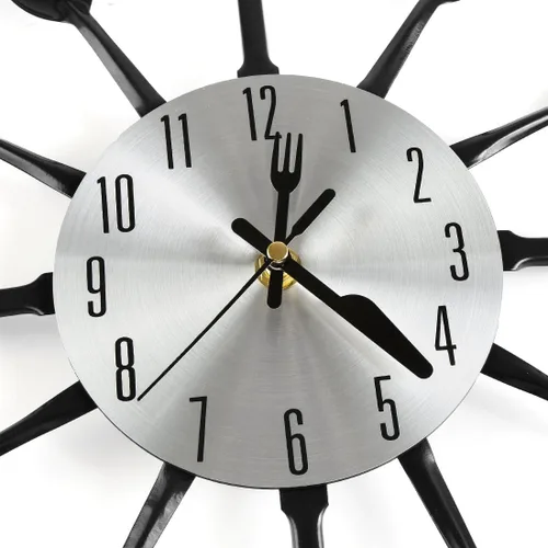 Miniatura 3 de Relojes de pared de cocina de 16 pulgadas con esfera de tenedor y cuchara, movimiento silencioso a pilas, gran decoración de pared y regalos