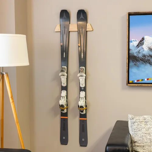 Miniatura 6 de StoreYourBoard Soporte de pared horizontal de madera para esquís – Organizador de pared de esquí resistente, soportes de esquí que ahorran espacio