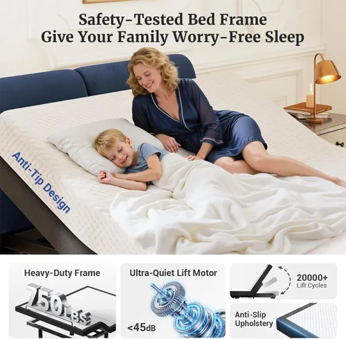 Miniatura 7 de Tami Tami T600 - Base de cama ajustable tamaño individual XL con control remoto y masaje - Bases de cama eléctricas sincronizables, gravedad cero