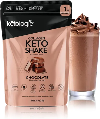 Miniatura 8 de Keto - Batido de colágeno con aceite de coco, prebióticos, péptidos de colágeno hidrolizados alimentados con pasto tipo I y III, bajo