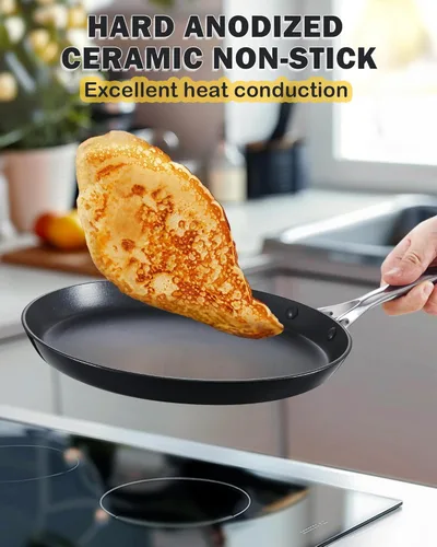 Miniatura 4 de Cooks Standard Sartén antiadherente de cerámica anodizada dura para crepas, plancha de 10.5 pulgadas, sartén para tortilla Dosa Tawa, utensilios