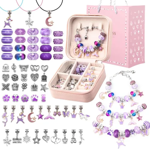 Miniatura 9 de UFU Kit de fabricación de pulseras con dijes, kit de fabricación de joyas, regalo para niñas de 5, 6, 7, 8 a 12, un dulce regalo de cumpleaños