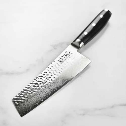 Miniatura 2 de Enso Cuchillo Bunka HD de 7 pulgadas, fabricado en Japón, acero inoxidable de Damasco martillado VG10