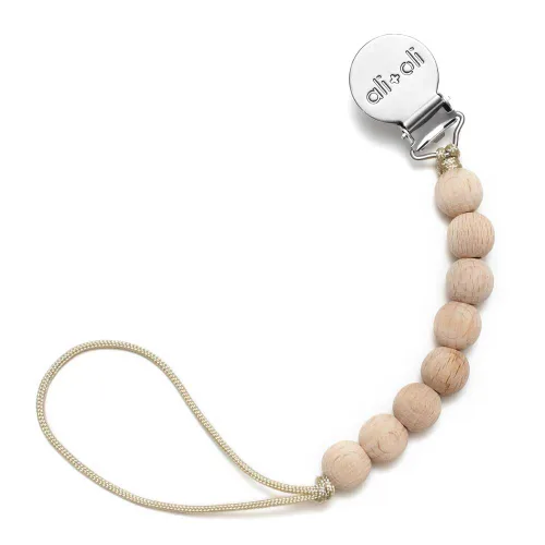 Ali+Oli Clip de silicona para chupete para bebé (toda madera) 100% de grado alimenticio sin BPA para recién nacido, clip para bebé niño o niña (Toda