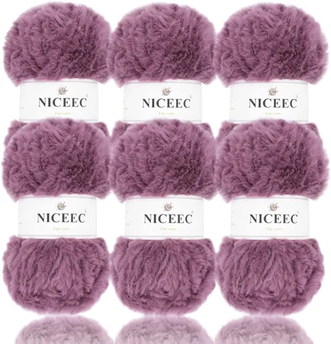 Miniatura 95 de NICEEC Hilo de Pelo Sintético Super Suave, Grueso y Esponjoso, Hilo de Pestañas para Crochet y Tejido (Longitud Total 192m/9.1kg) - Otoño/300g