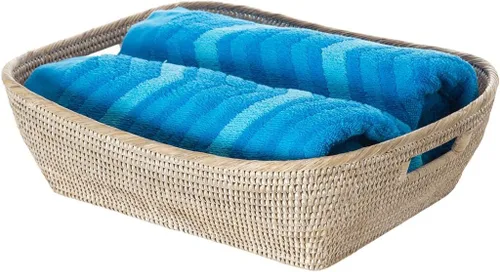 Miniatura 2 de La Jolla - Cesta de almacenamiento y estante oblonga de ratán, color negro