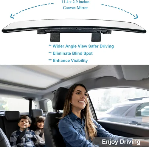 Miniatura 4 de Kitbest Espejo Retrovisor, Universal de 11.4 Pulgadas Clip Interior Panorámico, Espejo Retrovisor Interior de Gran Ángulo, Espejo Retrovisor Convexo