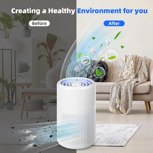 Miniatura 6 de Purificador de aire pequeño para dormitorio y hogar: mini purificador de aire de escritorio personal - Filtra olores de pelo de caspa de humo