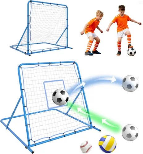 GarveeLife 6X4 Ft Adjustable Soccer Rebounder Net, Heavy Duty Soccer Rebound Net with Iron Frame, Rust Resistant, Football Training Equipment for