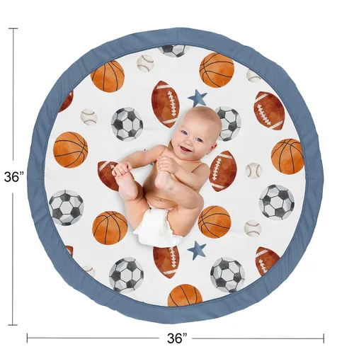 Miniatura 4 de Sweet Jojo Designs Tapete de juego deportivo para niño, tapete de juego para bebé, actividad de boca abajo, tapete de juego infantil para parque