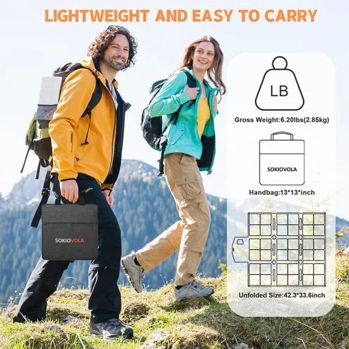 Miniatura 3 de SOKIOVOLA Panel solar plegable de 120 W con conector MC-4, panel solar portátil para camping, cargador de panel solar plegable para estación de 120