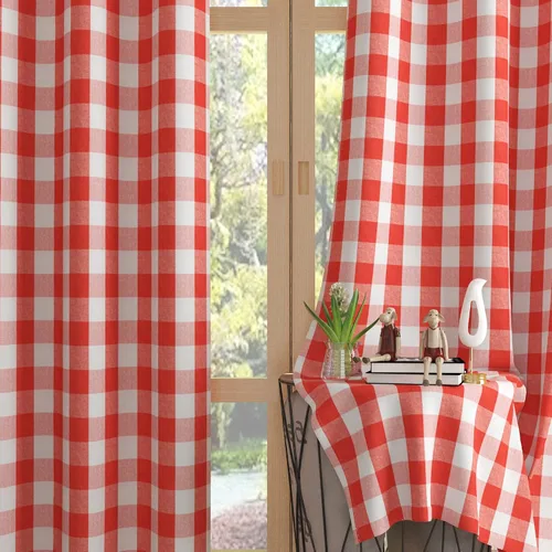 Miniatura 16 de UPOPO Cortinas de ventana Buffalo Check 122 cm de largo, cortinas de algodón para sala de estar, paneles de cortina a cuadros para dormitorio