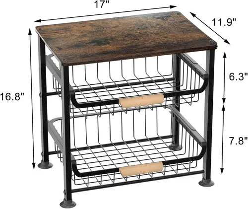 Miniatura 7 de Cesta de frutas y verduras para cocina, organizadores y almacenamiento de despensa de 3 niveles, organizador de aperitivos para encimera, carrito