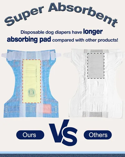 Miniatura 4 de Pet Soft Pañales desechables para perros hembras, pañales desechables para gatos, pañales para cachorros, 8 unidades, XS
