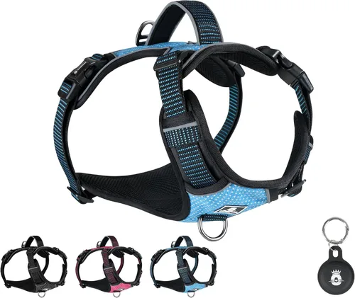 Miniatura 9 de Emperor Pets Arnés sin tirones para perros pequeños, chaleco Oxford reflectante acolchado suave, 2 clips para correa, ajuste ligero ajustable, negro