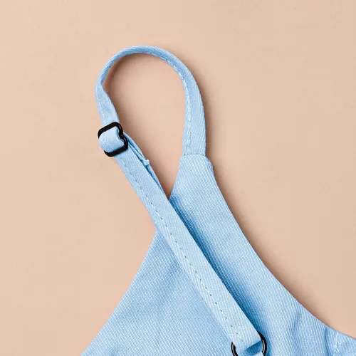 Miniatura 4 de Ropa para niña pequeña, con correa ajustable, sin mangas, de una pieza, con volantes, para verano, con bolsillo, de 6 meses a 5T
