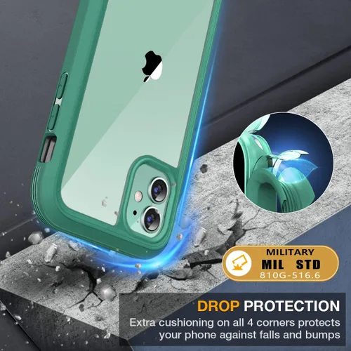 Miniatura 3 de Miracase Glass Series - Funda para iPhone 11 de 6.1 pulgadas, funda protectora de teléfono con borde resistente de cuerpo completo mejorado con Verde