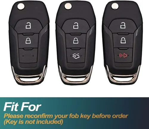 Miniatura 2 de FEYOUN Funda para llavero compatible con Ford Ranger Escape Expedition Explorer Fusion F-150 F-250 F-350 F-450 F-550 Flip 3 botones funda para Gris