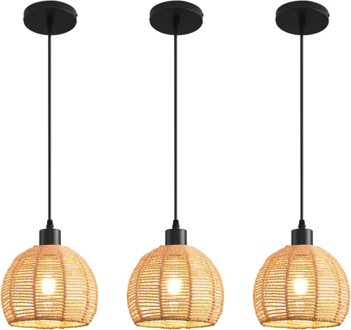 Miniatura 21 de Lámpara colgante de granja, luces colgantes negras para isla de cocina, lámpara colgante industrial con pantalla de luz, iluminación colgante