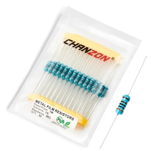 Miniatura 14 de Chanzon 50 piezas 1 W 10 Ω ohm Resistencia de película metálica fija de tolerancia 0.01 ±1% 10R MF Resistencias de agujero pasante con limitación