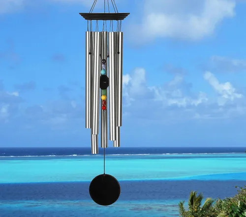 Miniatura 2 de Woodstock Chimes Colección Signature, campanilla de chakra Woodstock, grande (24 pulgadas), color negro, campanillas de viento Eastern Energies