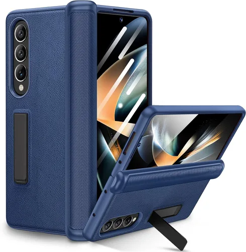 Miniatura 13 de Ruky - Funda para Galaxy Z Fold 4 con protección de bisagra, color negro Fundas de cuerpo completo con soporte magnético y protector de pantalla
