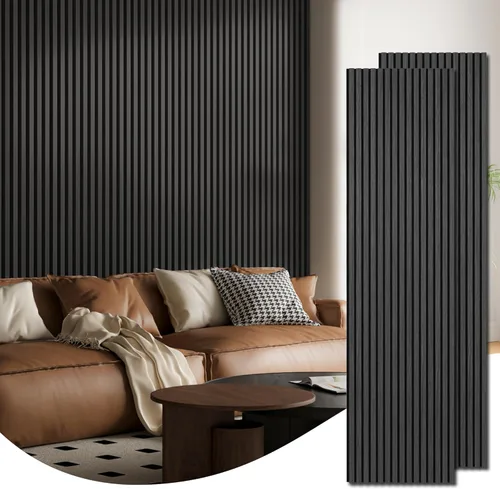 Miniatura 11 de Art3d Paquete de 2 paneles acústicos de listones de madera de 94.5 x 24 pulgadas para pared y techo - 31 pies cuadrados Panel acústico 3D estriado