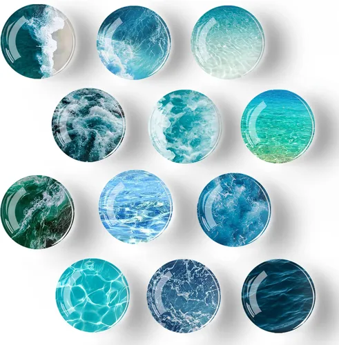 Miniatura 7 de 12 piezas de imanes de nevera de vidrio con fuerte magnetismo, adhesivo para nevera, decoración de nevera de cristal de estilo bohemio