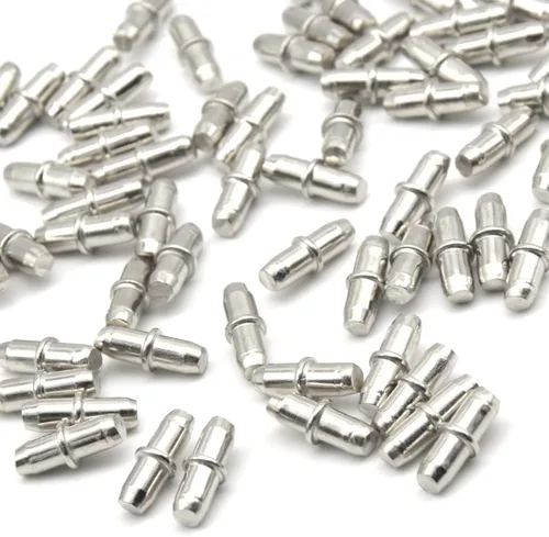 Miniatura 5 de 100 clavijas de estante de 0.197 pulgadas (0.197 in), clavijas de soporte de estante de metal para gabinete, muebles, estantes y soporte Plateado/Zr