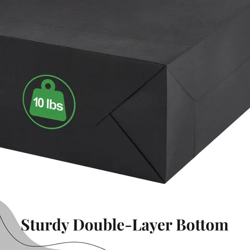 Miniatura 3 de Ohuimrt 6 bolsas grandes de regalo negras con asas, 12.5 x 4.5 x 11 pulgadas, bolsas de papel negro mate de alta calidad para fiestas, compras