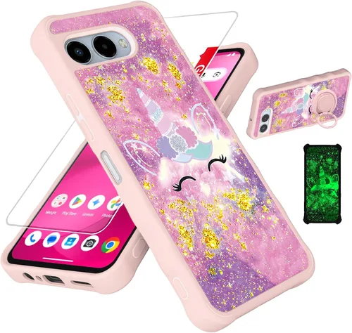 Miniatura 48 de jioeuinly JSF-DJS - Funda compatible con Nothing Phone 2a con protector de pantalla de vidrio templado, policarbonato duro + silicona suave, soporte