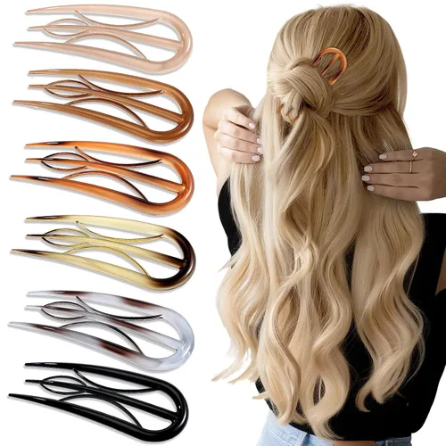 6 piezas de broches franceses para el cabello para mujer, broches franceses para el cabello con caparazón de tortuga, broches grandes para peinar el