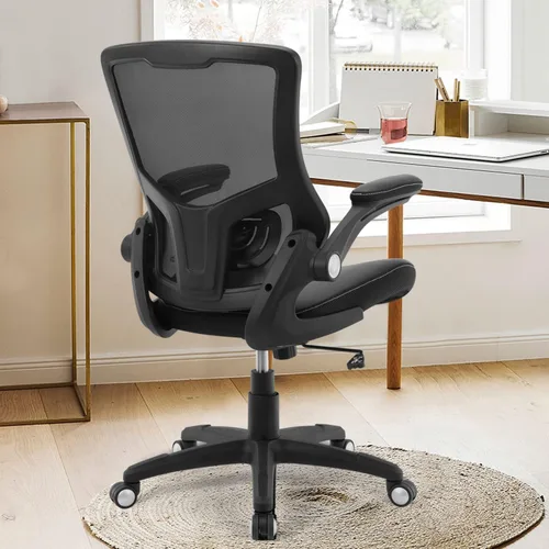 Miniatura 2 de Silla de oficina ergonómica, silla de escritorio de piel sintética para computadora, silla de oficina en casa, respaldo de malla giratoria, soporte