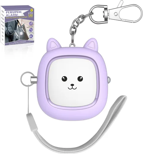Miniatura 10 de Alarma personal de sonido seguro, alarma de llavero con sirena de 130 dB, alarma de seguridad de emergencia con luz LED, sirena de seguridad