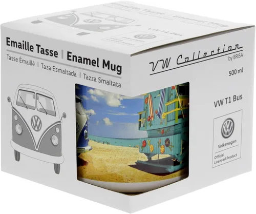 Miniatura 4 de BRISA VW Collection - Taza grande esmaltada para café y té Volkswagen para acampar y al aire libre, T1 autobús autocaravana