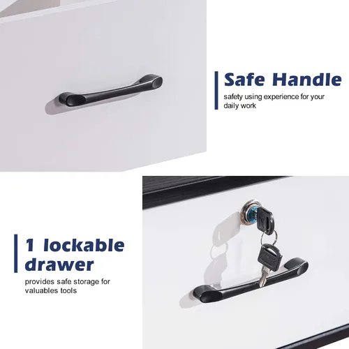 Miniatura 8 de BarberPub Beauty Lock - Estación de estilo de montaje en pared con cajones de almacenamiento, equipo de peluquería y spa 6154-5012 (negro y blanco)