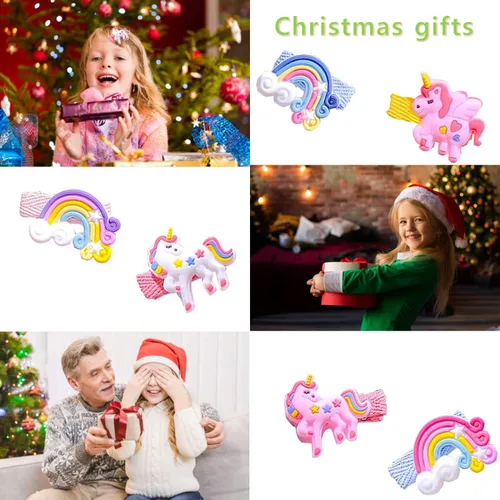 Miniatura 3 de Pinzas para el cabello para niñas, 10 piezas de lindos animales, caballos, accesorios para el cabello, pasadores coloridos para niños, bebés, niñas