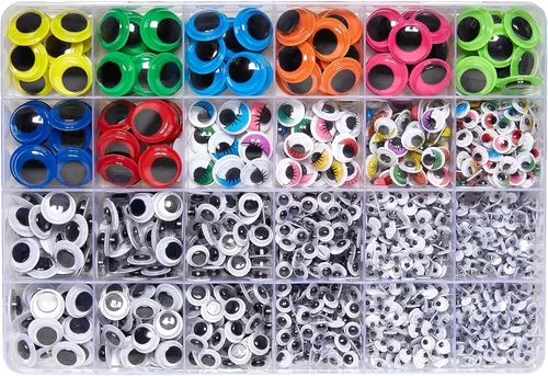 Miniatura 8 de 1330pcs Googly Eyes autoadhesivas para manualidades, calcomanías para manualidades que se mueven con varios tamaños para bricolaje 649.6 in