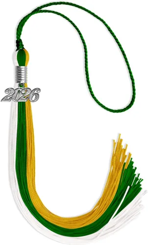 Miniatura 65 de Endea Graduation Borla de triple color con gota de fecha plateada (negro/dorado/granate, 2020)