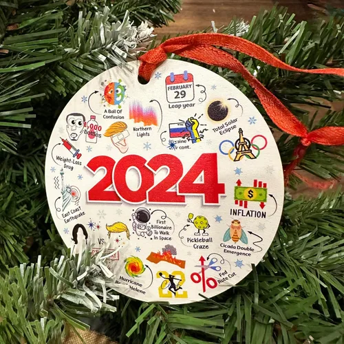 Miniatura 5 de Adornos de Navidad 2024, adorno de madera para árbol de Navidad, temas interesantes divertidos 2024 Año Recuerda tendencias Social Navidad recuerda